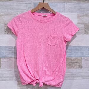 Crewcuts Tie Front Pocket Tee Pink Short Sleeve Slub Cotton J Crew Girls 14